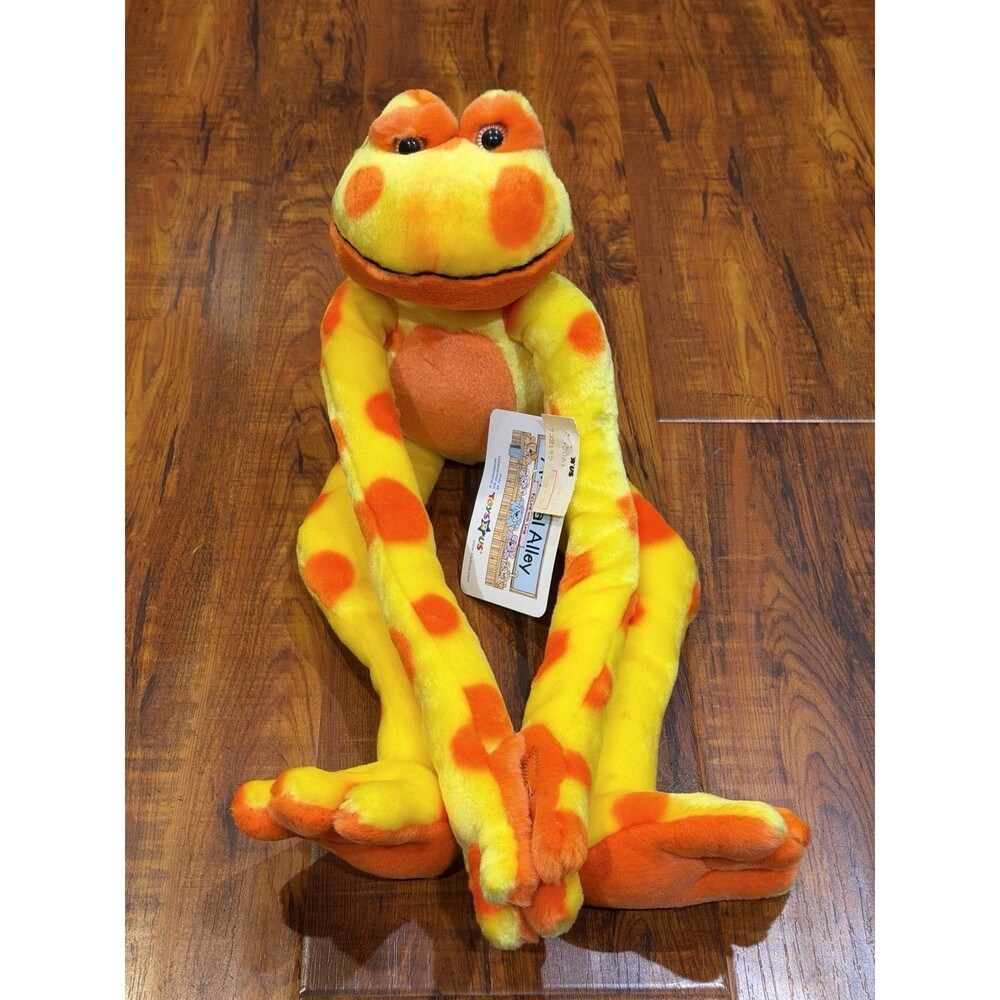 VTG Toys R Us Animal Alley Yellow Orange Hanging Frog Stuffed Toy Plush NOS NWT